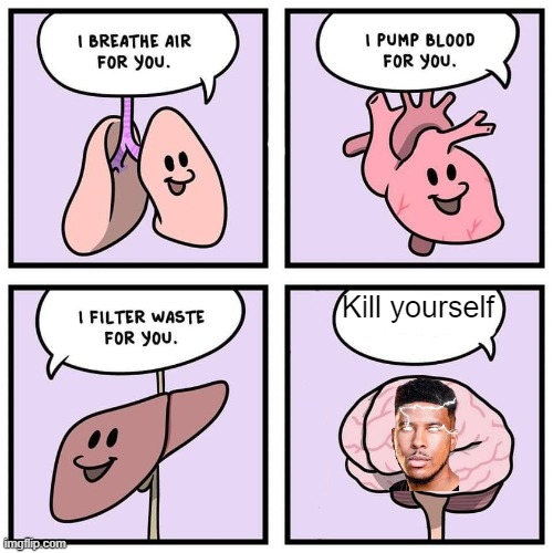 organs and brain | Kill yourself | image tagged in organs and brain | made w/ Imgflip meme maker