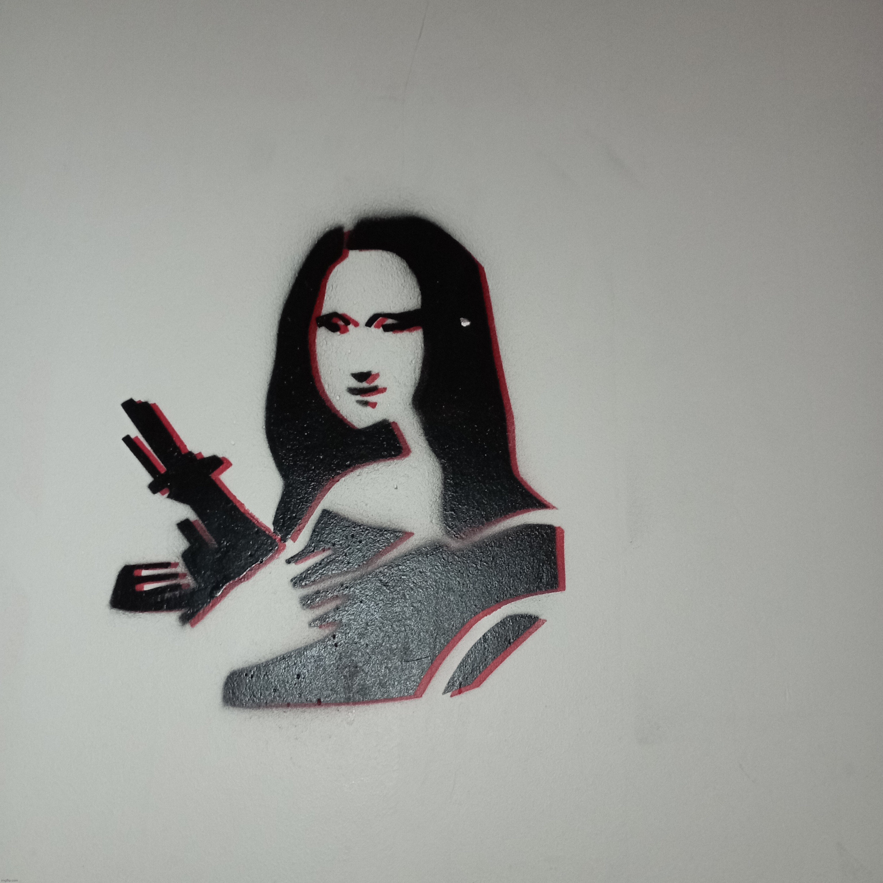 Mona Lisa holding a gun | made w/ Imgflip meme maker