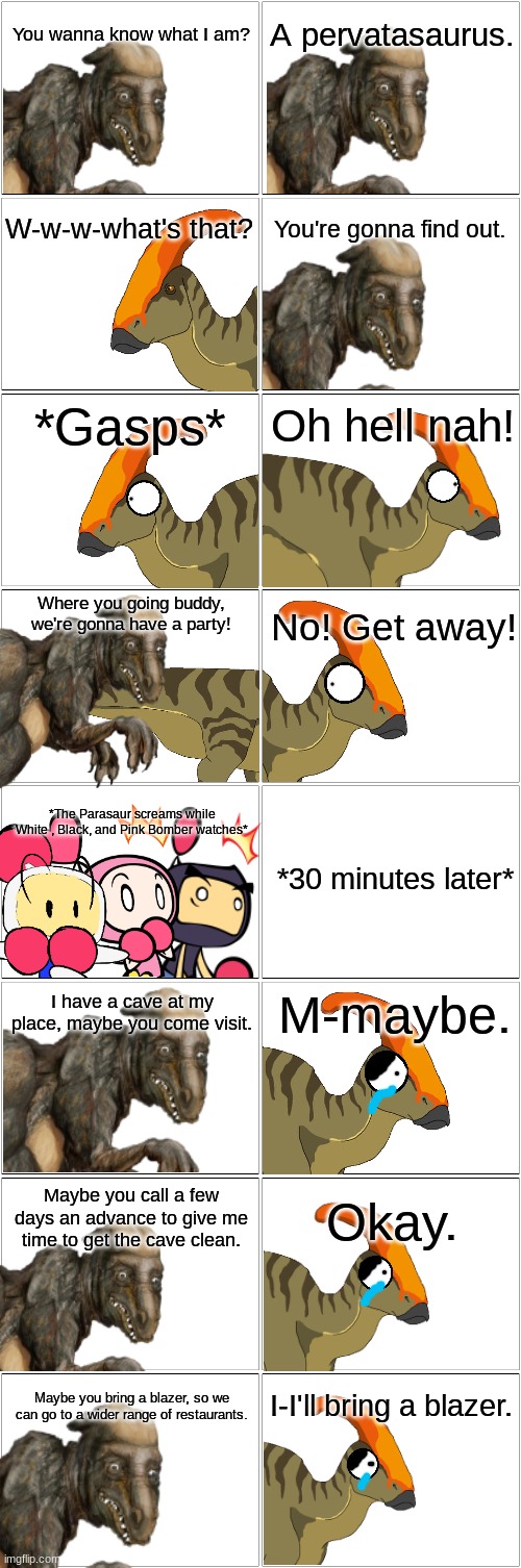 When a dinosaur meets Pervatasaurus.mp3 | image tagged in comic | made w/ Imgflip meme maker