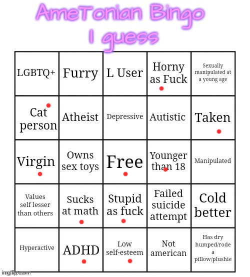 AmeTonian Bingo | image tagged in ametonian bingo | made w/ Imgflip meme maker