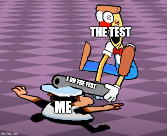every school test be like | THE TEST; F ON THE TEST; ME | made w/ Imgflip meme maker