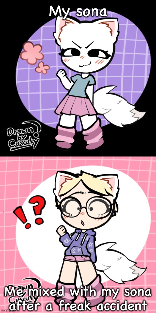 Don’t worry I’m ok. For now. | My sona; Me mixed with my sona after a freak accident | image tagged in ouch,sona | made w/ Imgflip meme maker