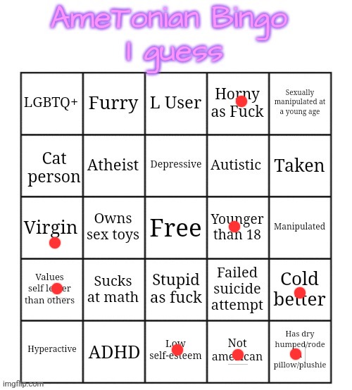 AmeTonian Bingo | image tagged in ametonian bingo | made w/ Imgflip meme maker