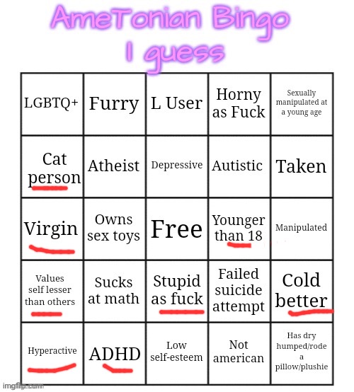 If I was a queer id have a bingo | image tagged in ametonian bingo | made w/ Imgflip meme maker