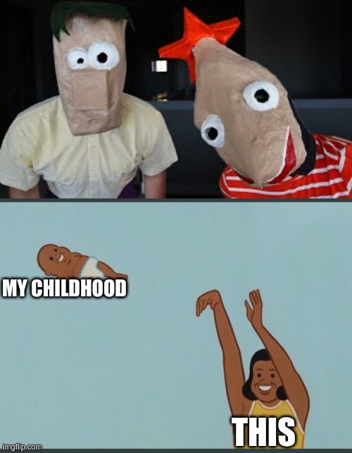 Whelp, I'm done | MY CHILDHOOD; THIS | image tagged in baby yeet | made w/ Imgflip meme maker