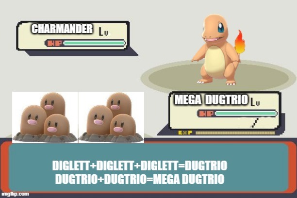 Mega Dugtrio | image tagged in pokemon battle | made w/ Imgflip meme maker
