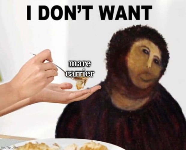 i don't want | mare carrier | image tagged in i don't want | made w/ Imgflip meme maker