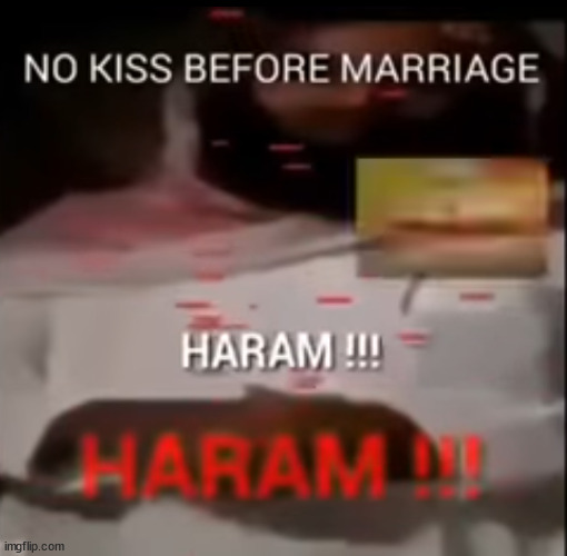 NO KISS BEFORE MARRIAGE HARAM!! | image tagged in no kiss before marriage haram | made w/ Imgflip meme maker