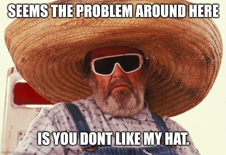 The problem around here | SEEMS THE PROBLEM AROUND HERE; IS YOU DONT LIKE MY HAT. | image tagged in you,dont,like,my,hat | made w/ Imgflip meme maker