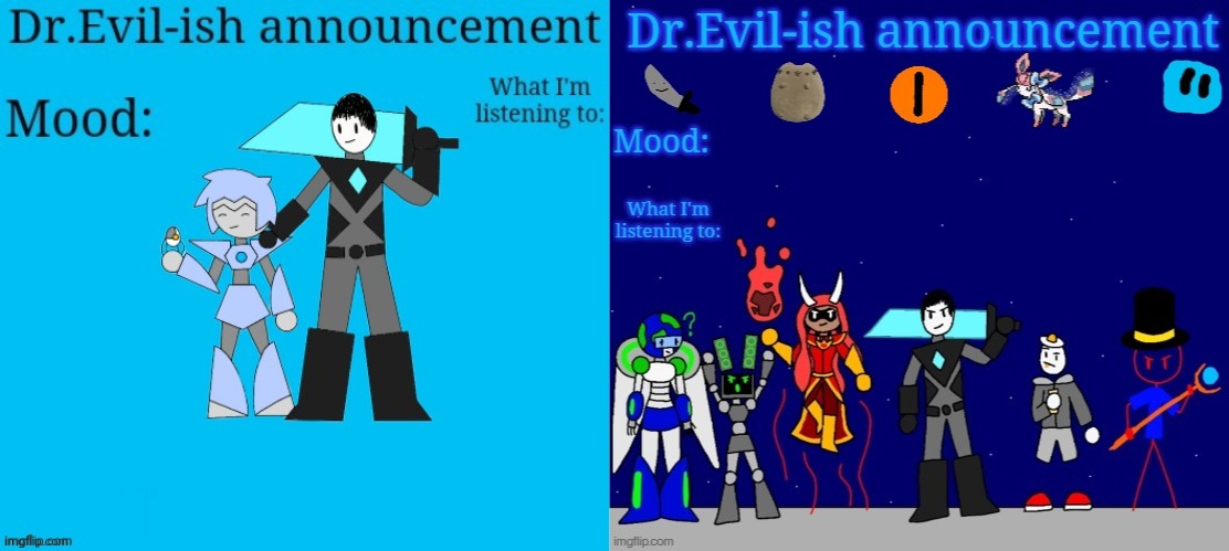 image tagged in dr evil-ish new announcement template,dr evil-ish announcement template v2 | made w/ Imgflip meme maker