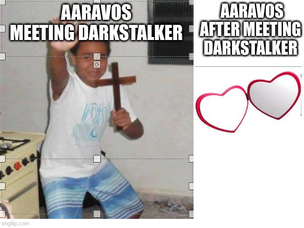 Aah, ships. | AARAVOS AFTER MEETING DARKSTALKER; AARAVOS MEETING DARKSTALKER | image tagged in villains,ships | made w/ Imgflip meme maker