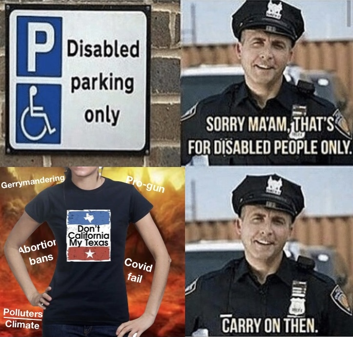 Disabled Parker: Don’t California My Texas T-Shirt Blank Meme Template