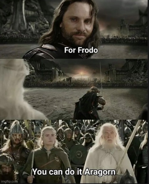You Can Do It Aragorn | image tagged in aragorn,lotr,lord of the rings,for frodo,memes,funny | made w/ Imgflip meme maker