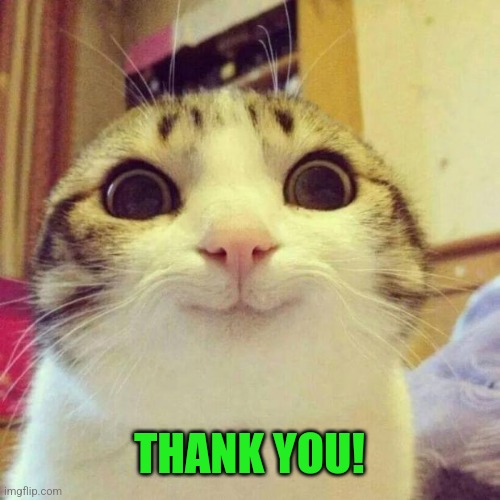 Smiling Cat Meme | THANK YOU! | image tagged in memes,smiling cat | made w/ Imgflip meme maker