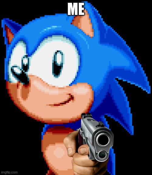 sonic with a gun | ME | image tagged in sonic with a gun | made w/ Imgflip meme maker