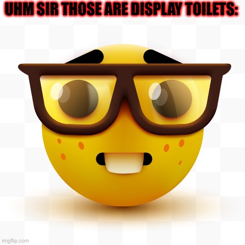 Nerd emoji | UHM SIR THOSE ARE DISPLAY TOILETS: | image tagged in nerd emoji | made w/ Imgflip meme maker