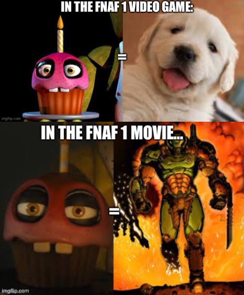 FNAF Cupcake Game vs Movie | image tagged in memes,video games,movies | made w/ Imgflip meme maker
