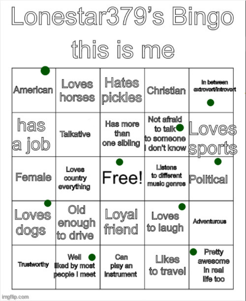 Lonestar379’s Bingo | image tagged in lonestar379 s bingo | made w/ Imgflip meme maker