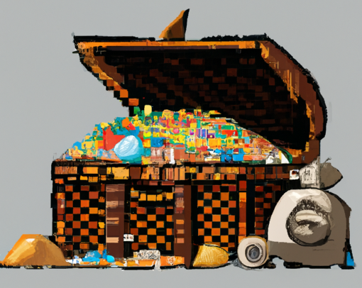 Treasure chest overflowing with junk items Blank Meme Template