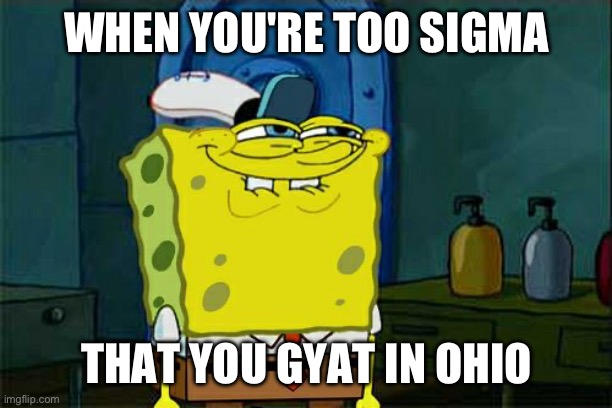 Don't You Squidward Meme | WHEN YOU'RE TOO SIGMA; THAT YOU GYAT IN OHIO | image tagged in memes,don't you squidward | made w/ Imgflip meme maker
