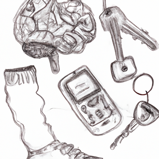 brain with mismatched socks, car keys and cell phone Blank Meme Template