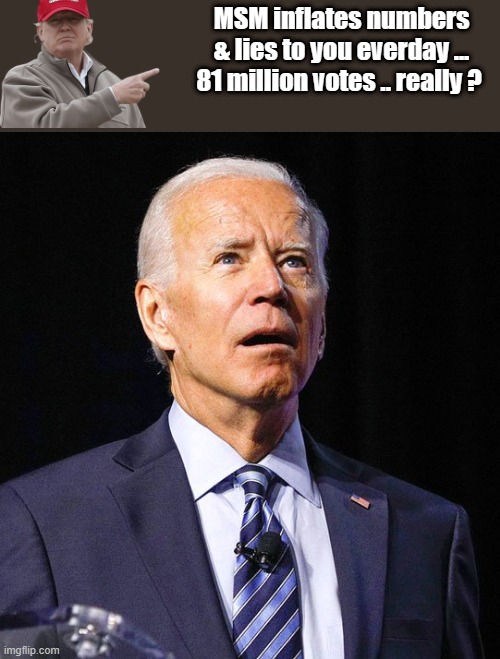 NWO controled MSM, the coverup media lies lies lies | MSM inflates numbers & lies to you everday ... 81 million votes .. really ? | image tagged in joe biden,nwo,psychopaths and serial killers,democrats | made w/ Imgflip meme maker