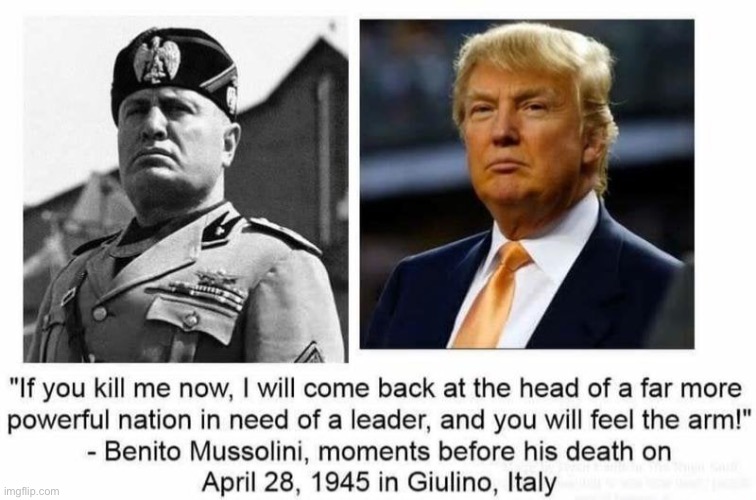 Il Duce and Ill Douche | image tagged in mussolini,trump | made w/ Imgflip meme maker