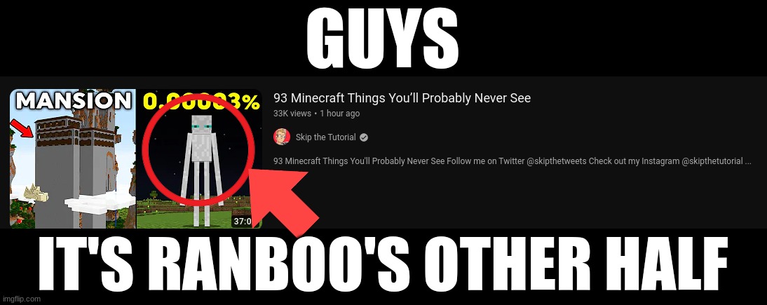 GUYS; IT'S RANBOO'S OTHER HALF | image tagged in ski the tutorial,ranboo | made w/ Imgflip meme maker