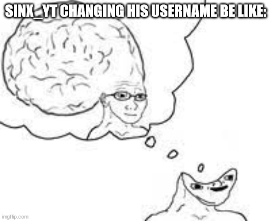 dumb wojak thinks he's smart wojak | SINX_YT CHANGING HIS USERNAME BE LIKE: | image tagged in dumb wojak thinks he's smart wojak | made w/ Imgflip meme maker