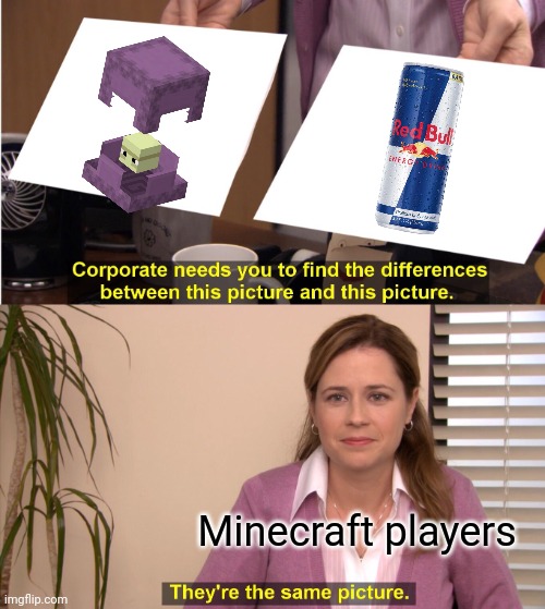 RED BULL GIVES YOU WINGGGSSSSS | Minecraft players | image tagged in memes,they're the same picture | made w/ Imgflip meme maker