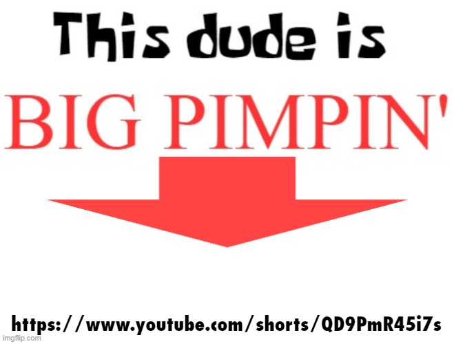 plug | https://www.youtube.com/shorts/QD9PmR45i7s | image tagged in this dude is big pimpin' | made w/ Imgflip meme maker