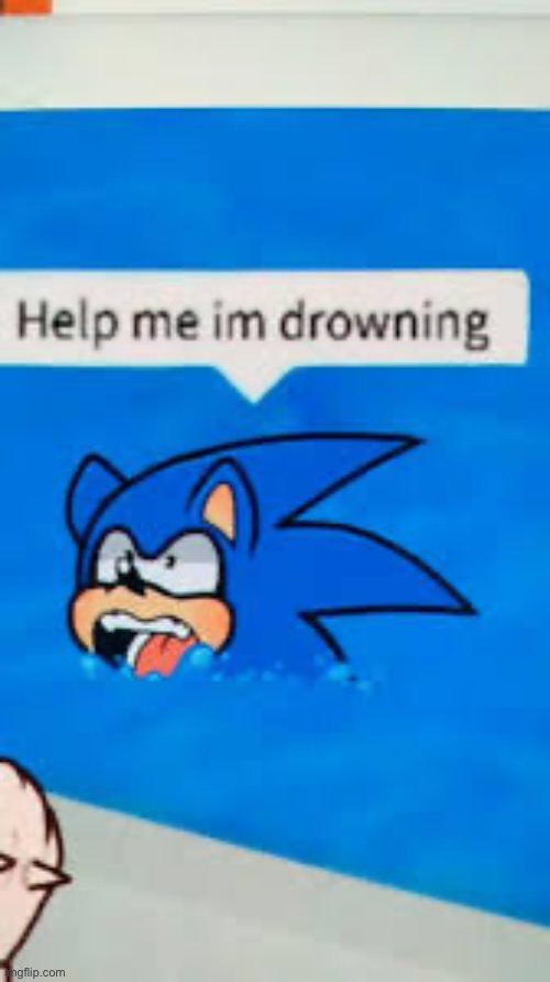 Help me I’m drowning | image tagged in sonic the hedgehog | made w/ Imgflip meme maker