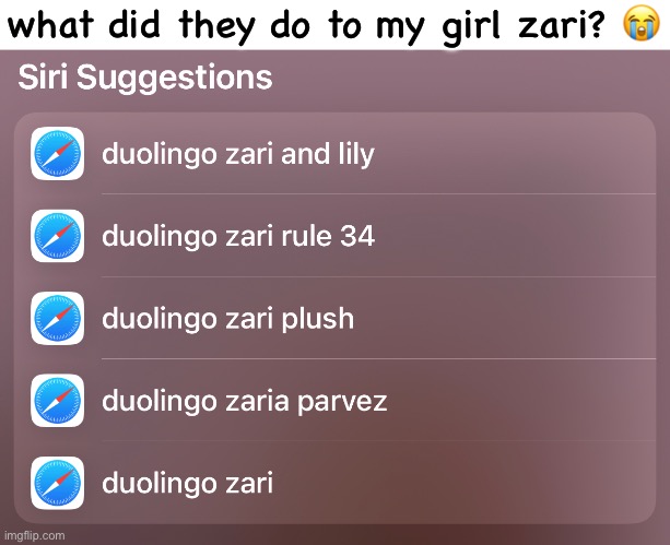 what did they do to my girl zari? 😭 | made w/ Imgflip meme maker