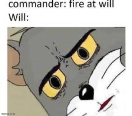 Fire at will | image tagged in unsettled tom | made w/ Imgflip meme maker