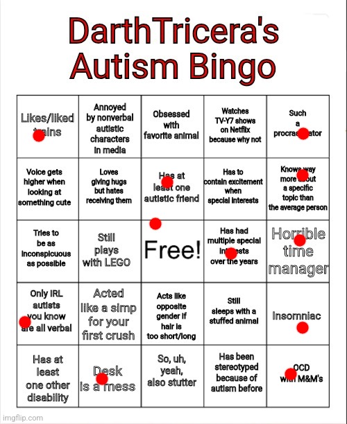 I only ever sort M&Ms when I'm bored | image tagged in darthtricera's autism bingo | made w/ Imgflip meme maker