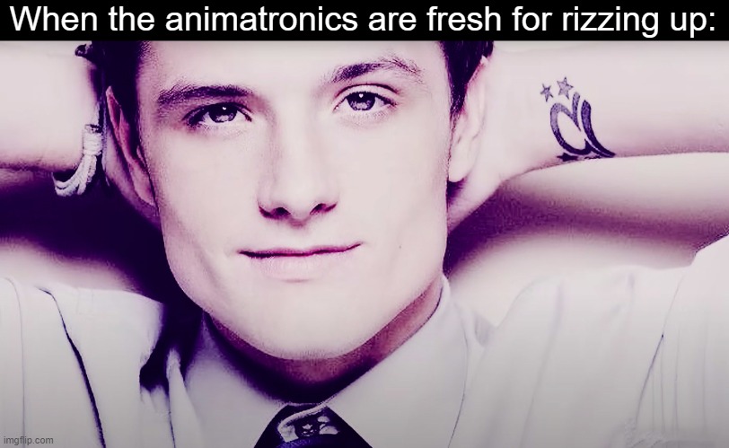 rizzamatronics | When the animatronics are fresh for rizzing up: | image tagged in josh hutcherson whistle,memes,five nights at freddys,rizz,lightskin stare,funny | made w/ Imgflip meme maker