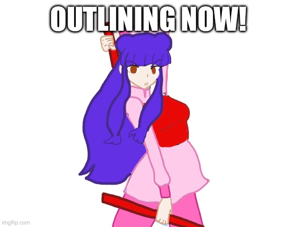 Outlining Now! | OUTLINING NOW! | image tagged in ranma1/2,shampoo,ranma,ryoga,rumiko,fanart | made w/ Imgflip meme maker