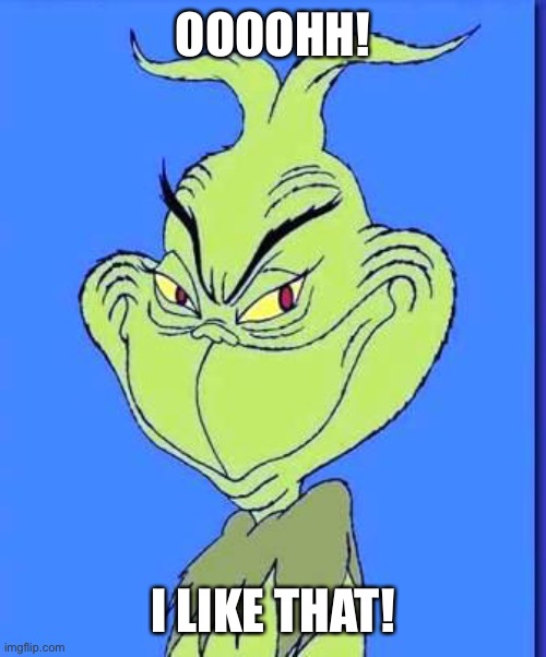 Good Grinch | OOOOHH! I LIKE THAT! | image tagged in good grinch | made w/ Imgflip meme maker