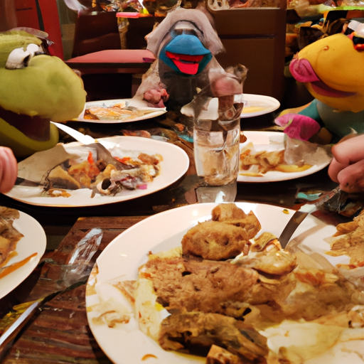 muppets eating a lot of food at a restaurant Blank Meme Template