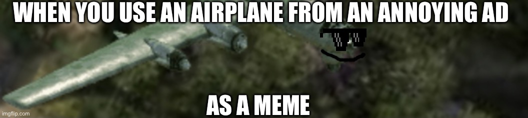 When you use an airplane from an ad as a meme… | WHEN YOU USE AN AIRPLANE FROM AN ANNOYING AD; AS A MEME | image tagged in ad airplane | made w/ Imgflip meme maker