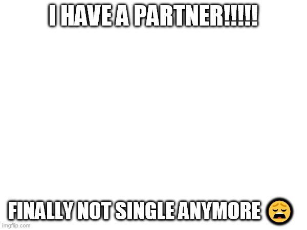 I HAVE A PARTNER!!!!! FINALLY NOT SINGLE ANYMORE 😫 | made w/ Imgflip meme maker