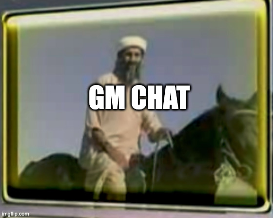osama on horse | GM CHAT | image tagged in osama on horse | made w/ Imgflip meme maker