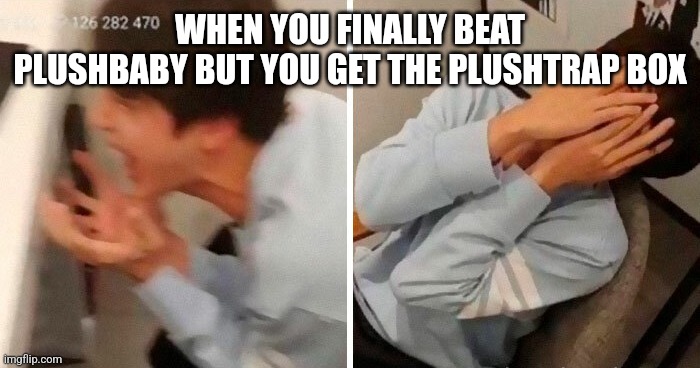 nooo | WHEN YOU FINALLY BEAT PLUSHBABY BUT YOU GET THE PLUSHTRAP BOX | image tagged in nooo | made w/ Imgflip meme maker