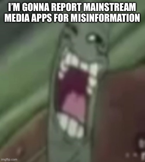 planktroll | I’M GONNA REPORT MAINSTREAM MEDIA APPS FOR MISINFORMATION | image tagged in planktroll | made w/ Imgflip meme maker