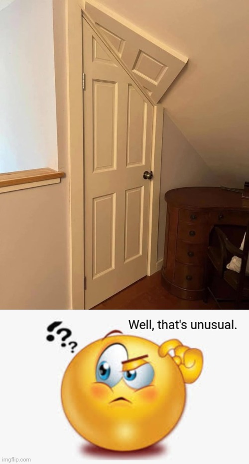 Strange door | image tagged in well that's unusual,door,ceiling,you had one job,memes,doors | made w/ Imgflip meme maker