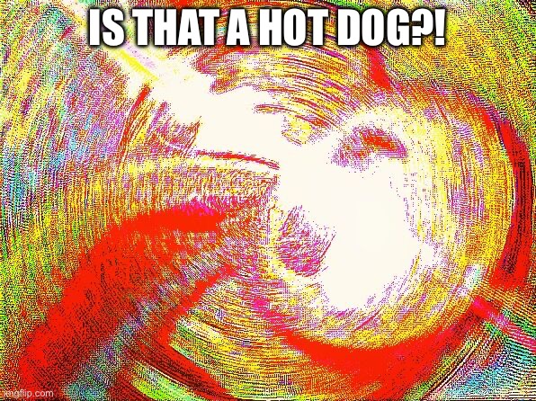 IS THAT A HOT DOG?! | IS THAT A HOT DOG?! | image tagged in deep fried hell | made w/ Imgflip meme maker