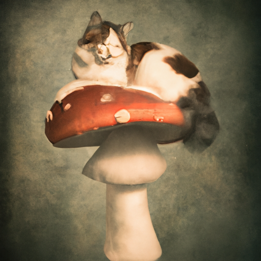 cat sitting on a mushroom Blank Meme Template