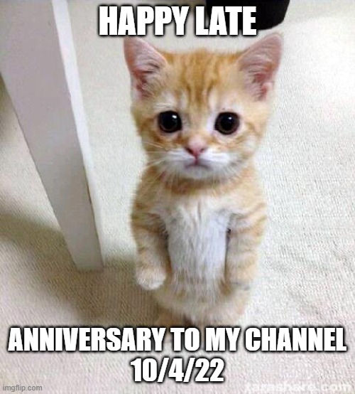 anniversary | HAPPY LATE; ANNIVERSARY TO MY CHANNEL
10/4/22 | image tagged in memes,cute cat | made w/ Imgflip meme maker