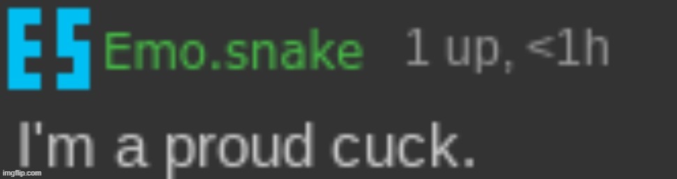 I'm a proud cuck Emo.snake | image tagged in i'm a proud cuck emo snake | made w/ Imgflip meme maker