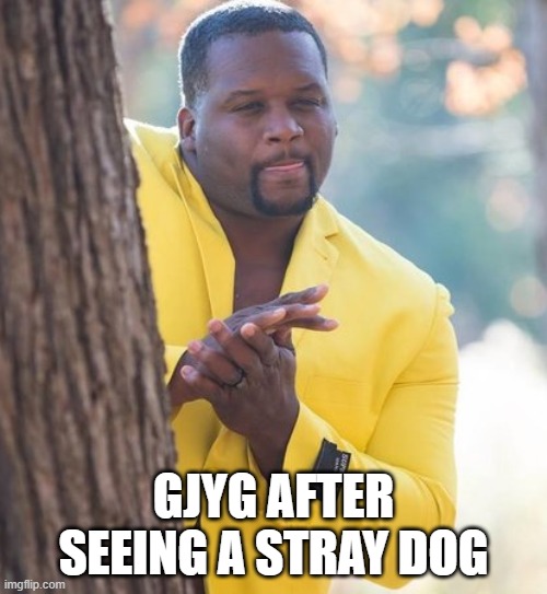 Rubbing hands | GJYG AFTER SEEING A STRAY DOG | image tagged in rubbing hands | made w/ Imgflip meme maker